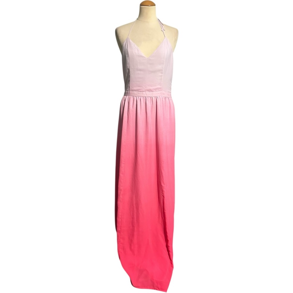 Express Ombre Dip Dye Halter Maxi Dress Pink Medium - Picture 2 of 6